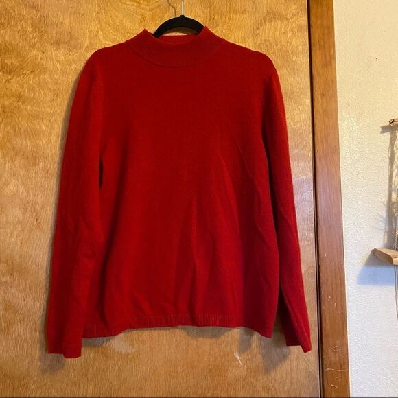 Charter Club 100% Cashmere Red Turtleneck Christmas Sweater - Picture 4 of 12